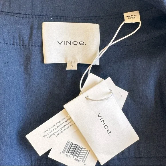 Vince Women's Utility Navy Blue Linen Blend Jacket Size S